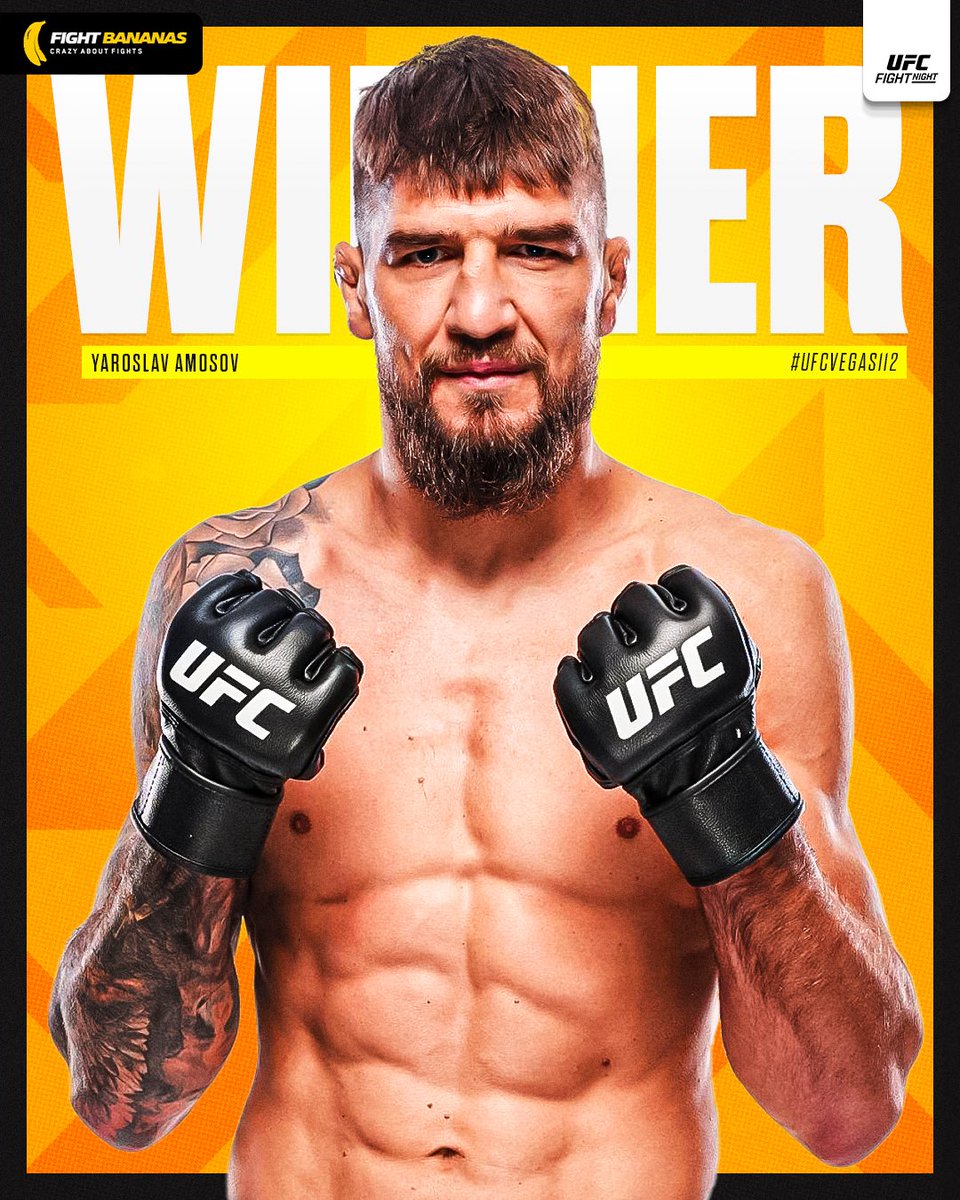 FightBananas's tweet image. Yaroslav Amosov (29-1) wins at #UFCVegas112 via 1st round submission 😳