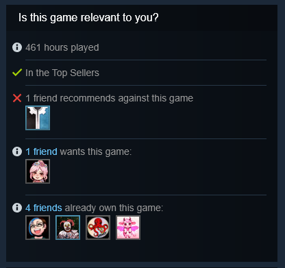 ArchPlaysStuff's tweet photo. You know Steam, I think this game just might be relevant for me https://t.co/MCLDV4Zw1W