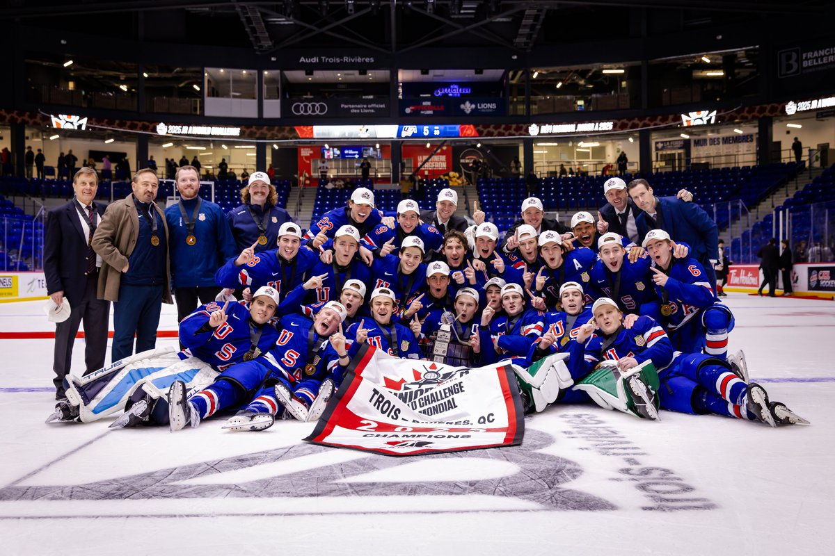 11x Champions🇺🇸

The U.S. Junior Select Team defeated Canada West to earn its second-consecutive and record 11th all-time championship at the World Junior A Challenge!

Game recap: usah.info/2p89wwh8