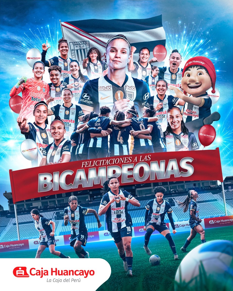 cajahuancayo's tweet image. 🏆💙 ¡El club femenino de fútbol de @AlianzaLimaFF se coronó Bicampeón!
Un logro que reafirma su gran temporada y el protagonismo del equipo en el fútbol femenino peruano. 🙌⚽

Desde Caja Huancayo celebramos este importante triunfo junto a toda la hinchada.

Caja Huancayo, ¡La…