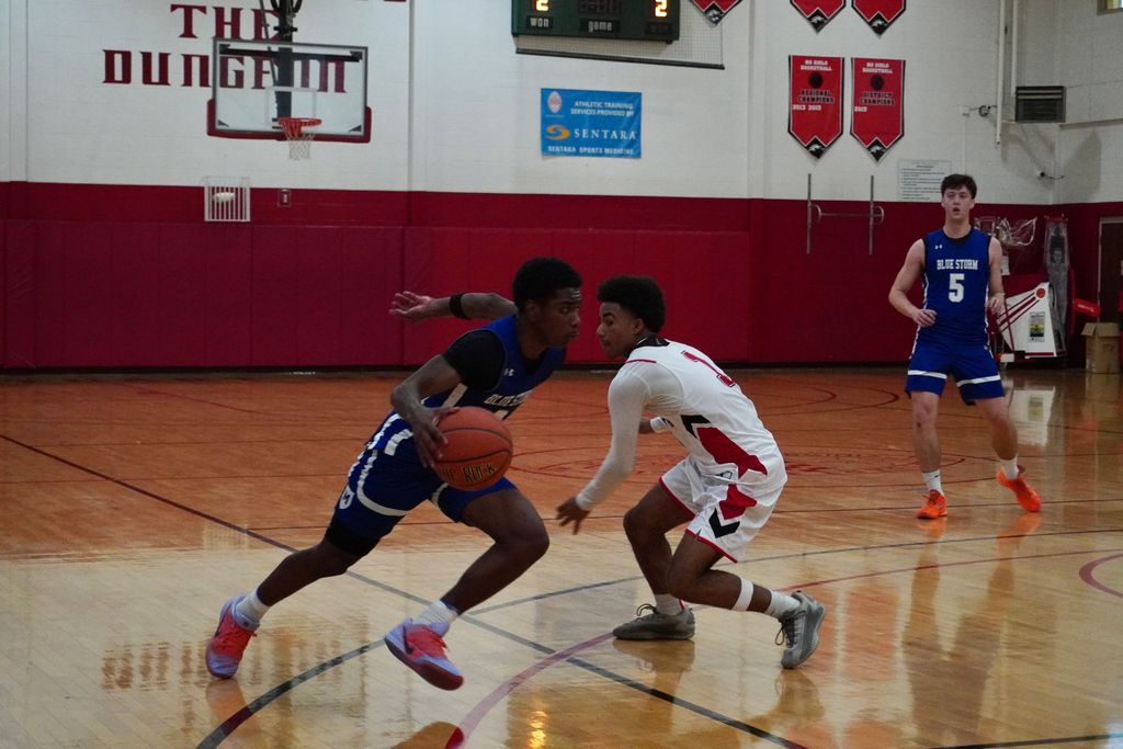 BlueStormHoops's tweet image. Mburg traveled to Virginia today to face Stuart Hall. Lost to a feisty opponent, 71–79. The game was an exciting watch, with impressive scoring on both sides. The Storm were led by Christian McCullough’s 26 pts. Michael Kremers added 23 in a strong offensive effort.