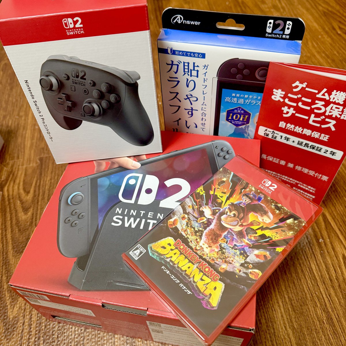 Nintendo Switch 2・プロコン2・ドンキーコングバナンザ・ガラス