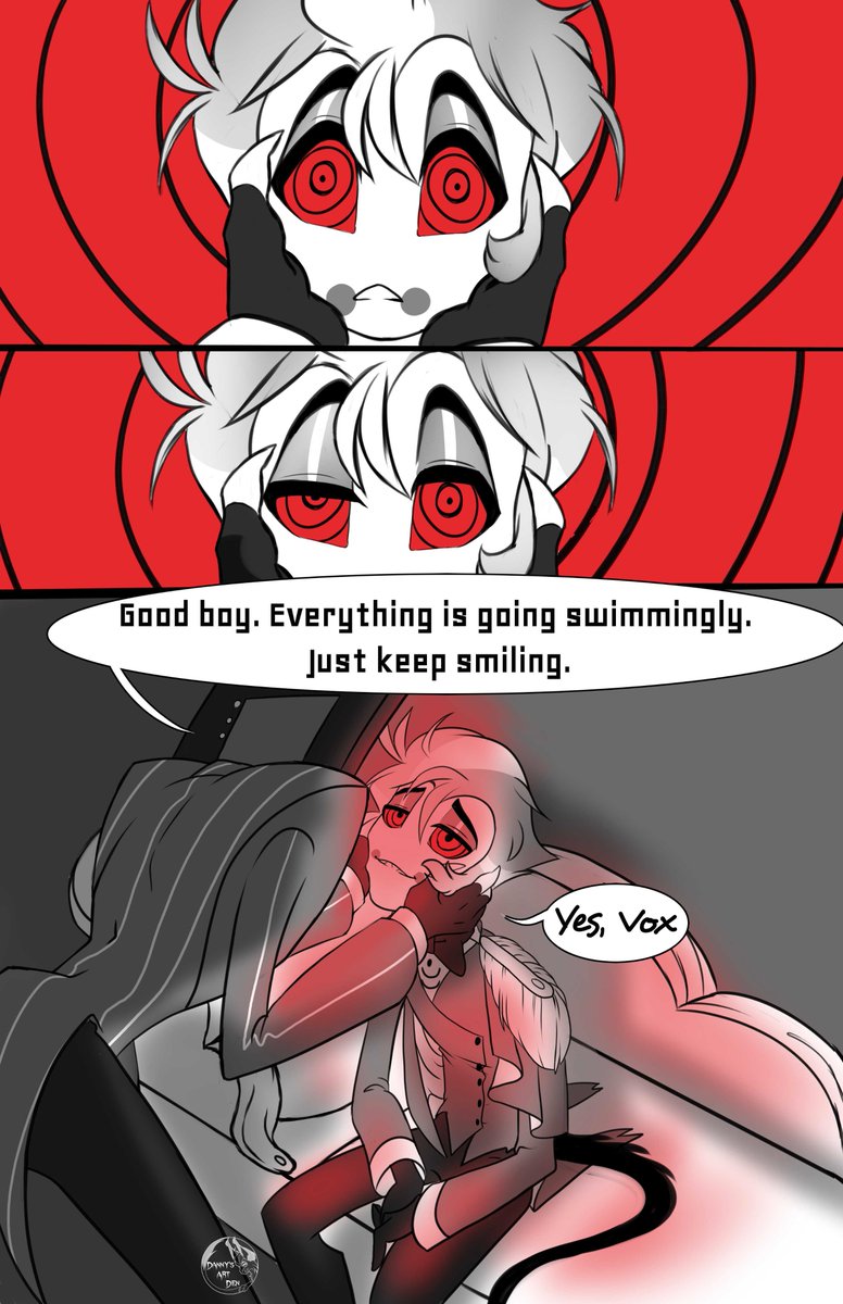 This comic is for chapter 4 of this fic! Mind the tags 

archiveofourown.org/works/74433646…

 #staticapple #toxicyaoi #hazbinhotel #lucifer #vox #hazbinhotelfanart #hasbinhotelfanfiction