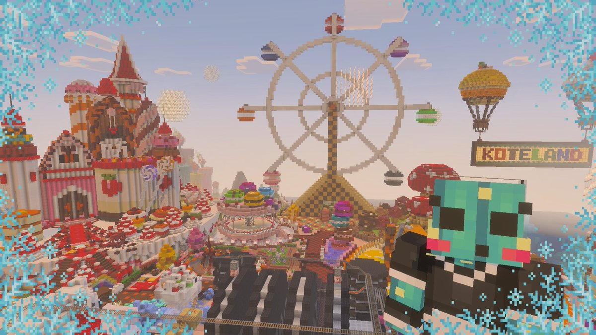 sbkntncn's tweet photo. #夜空の冬　
観光最終日です✨
素敵な建築がいっぱいのイベントです。

こて鯖のお菓子の遊園地、共有エリアに数軒建築しておりますので、ぜひご覧ください☺️

#マイクラ
#Minecraft 
#こて鯖 https://t.co/jdgpzQMjk8