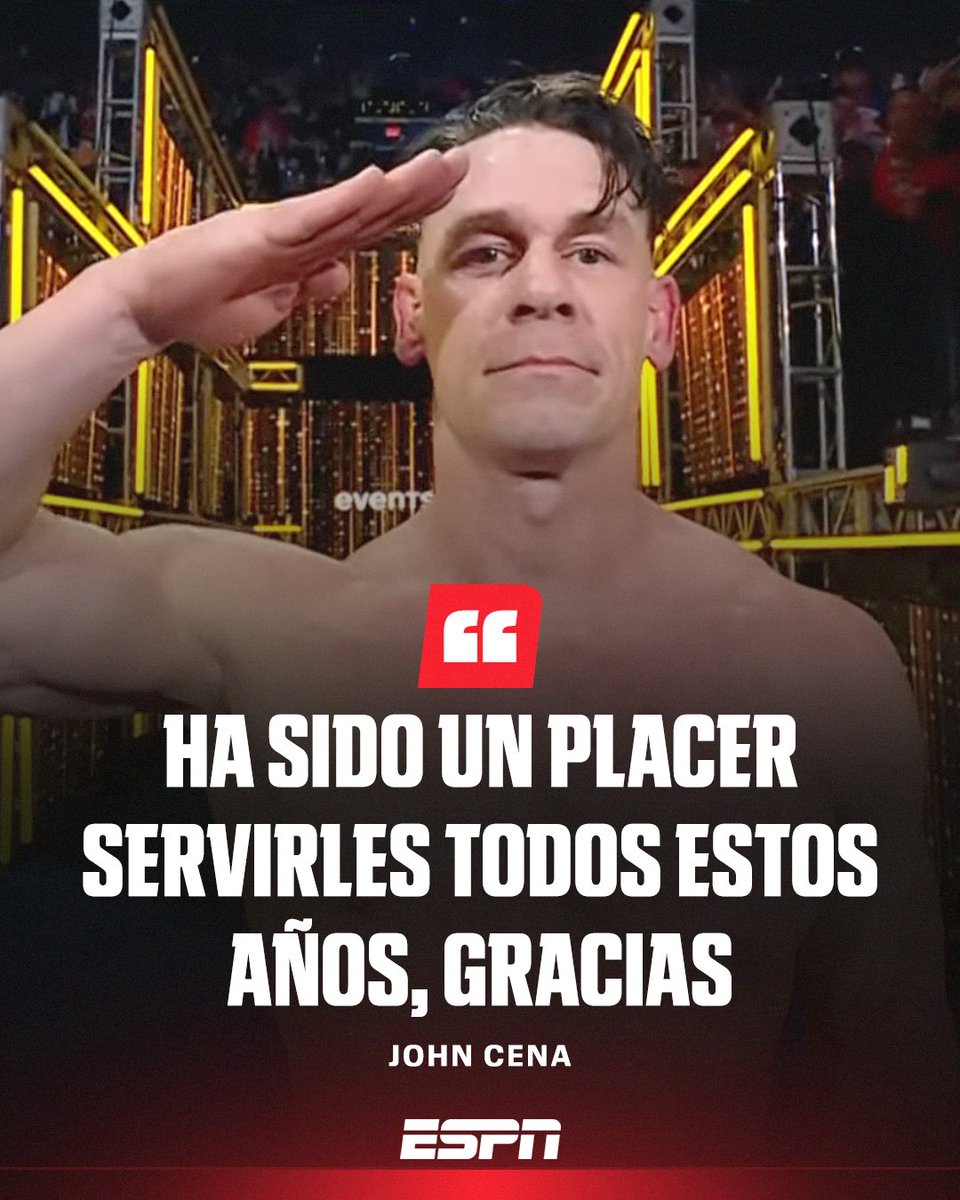 ESPNmx's tweet photo. EL PLACER FUE NUESTRO 🫡

Con estas palabras John Cena se despidió del público. 👏

Gracias por ser parte de nuestra infancia. 🥹 https://t.co/io100ha2Qo