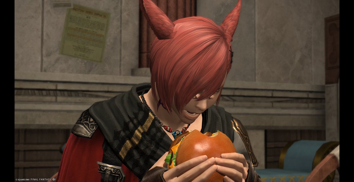 g_hosaku's tweet image. バーガー食ってるラハ可愛すぎる　守護りたいこの存在を