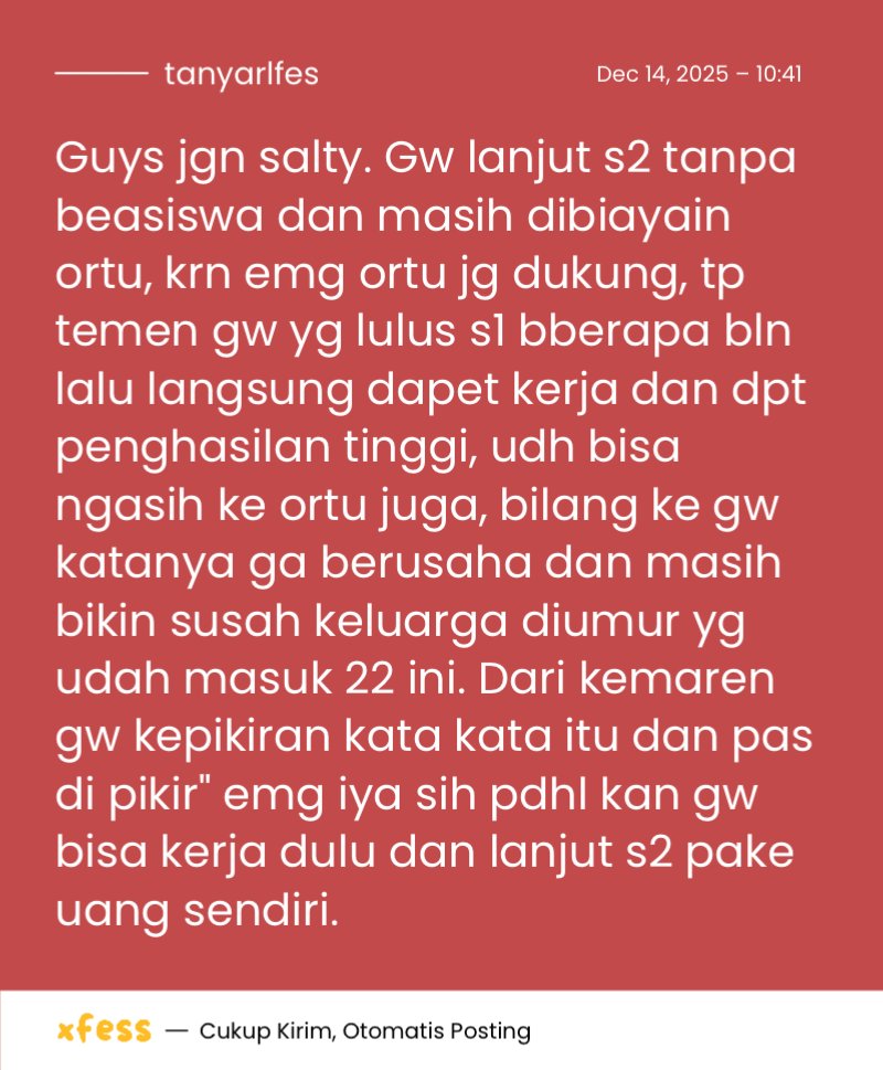 tanyarlfes's tweet image. tanyarl wdyt sama yg kuliah s2 masih dibiayain ortu?