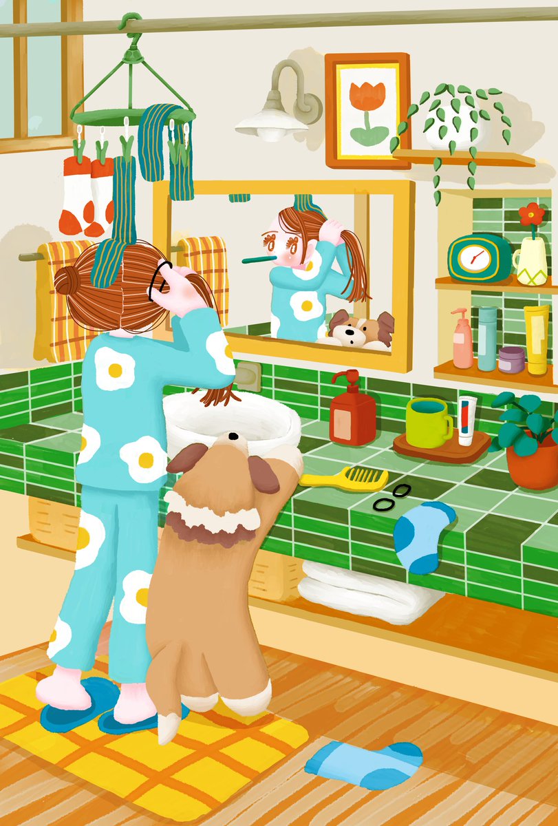 Chiroruimo's tweet image. 鏡の中の日常🪞
#絵柄が好みっていう人にフォローされたい 
#イラスト好きな人と繋がりたい