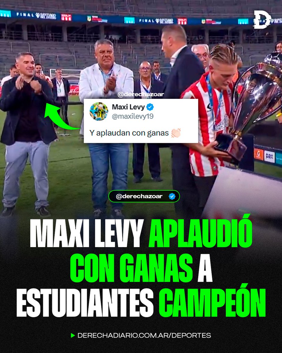 🇦🇷👏 APLAUDIÓ CON GANAS: El analfabeto, exconvicto y secanucas Maxi Levy, que se burló de Estudiantes pidiendo que "aplaudan con ganas" en el pasillo contra Central, terminó aplaudiendo con ganas al Pincha por salir campeón.