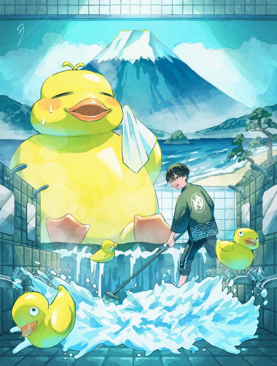 銭湯の住人
#イラスト 
#絵柄が好みって人にフォローされたい