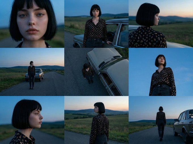 Cinematic photo series made with Nano Banana Pro on @Somake_ai

Prompt:
A cinematic 3×3 grid present