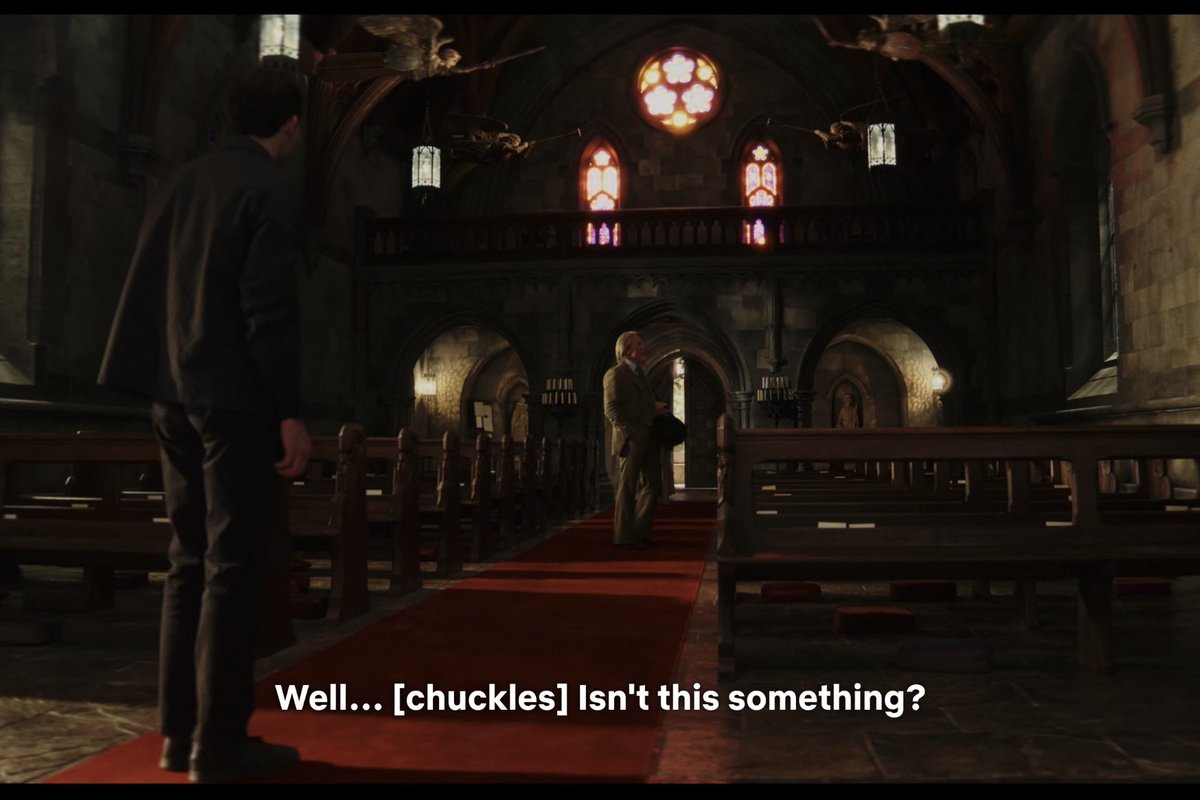 stylesrecord's tweet image. there are so many good scenes in wake up dead man but i loved this one. benoit wasn’t even trying to do a bit, he genuinely didn’t know what jud meant for a brief moment. gay architecture enthusiast first and foremost #10s