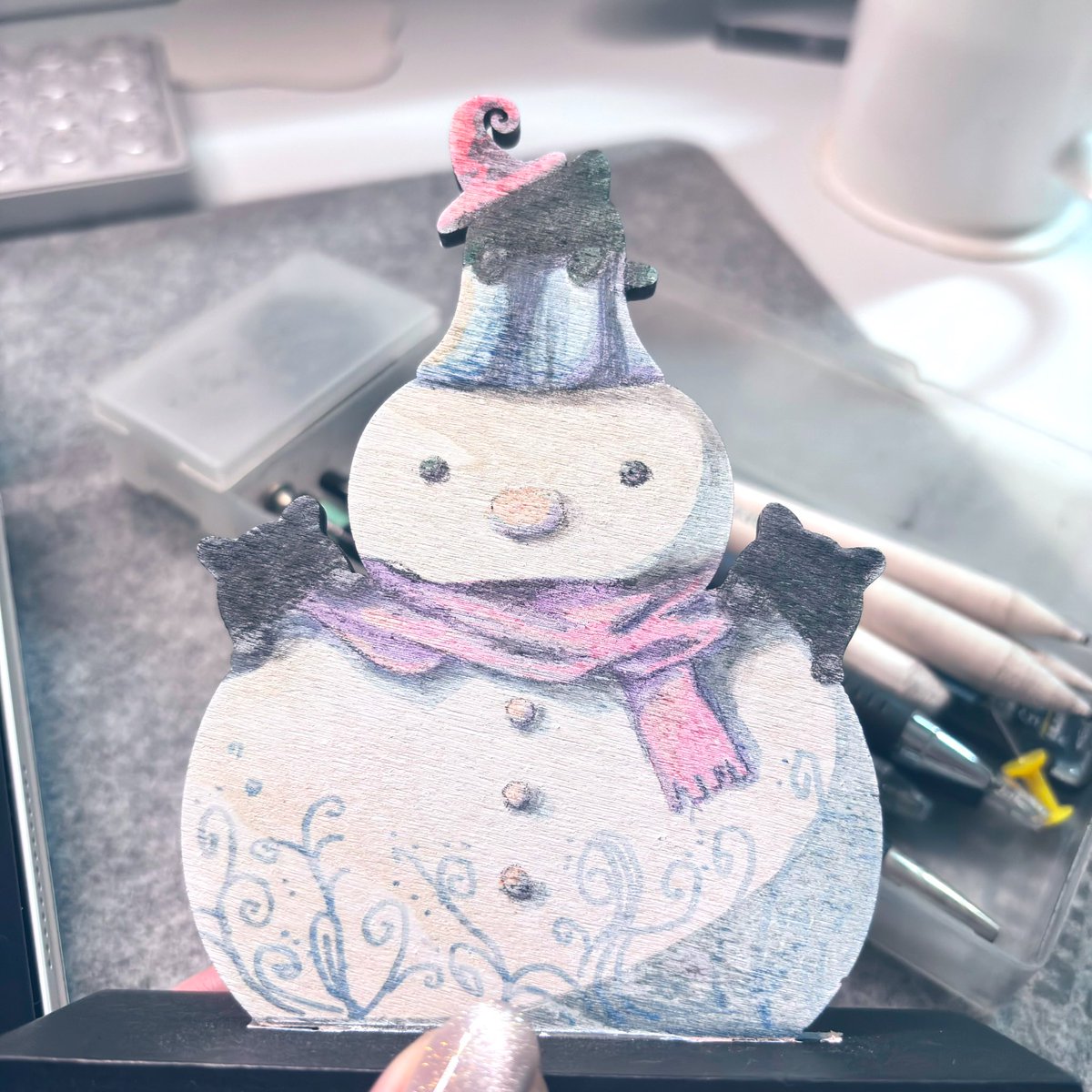 雪だるまページ 鉛筆とさっぴつで完成！ 雪だるまちゃんにしてみた✨ #雪だるま #creative
