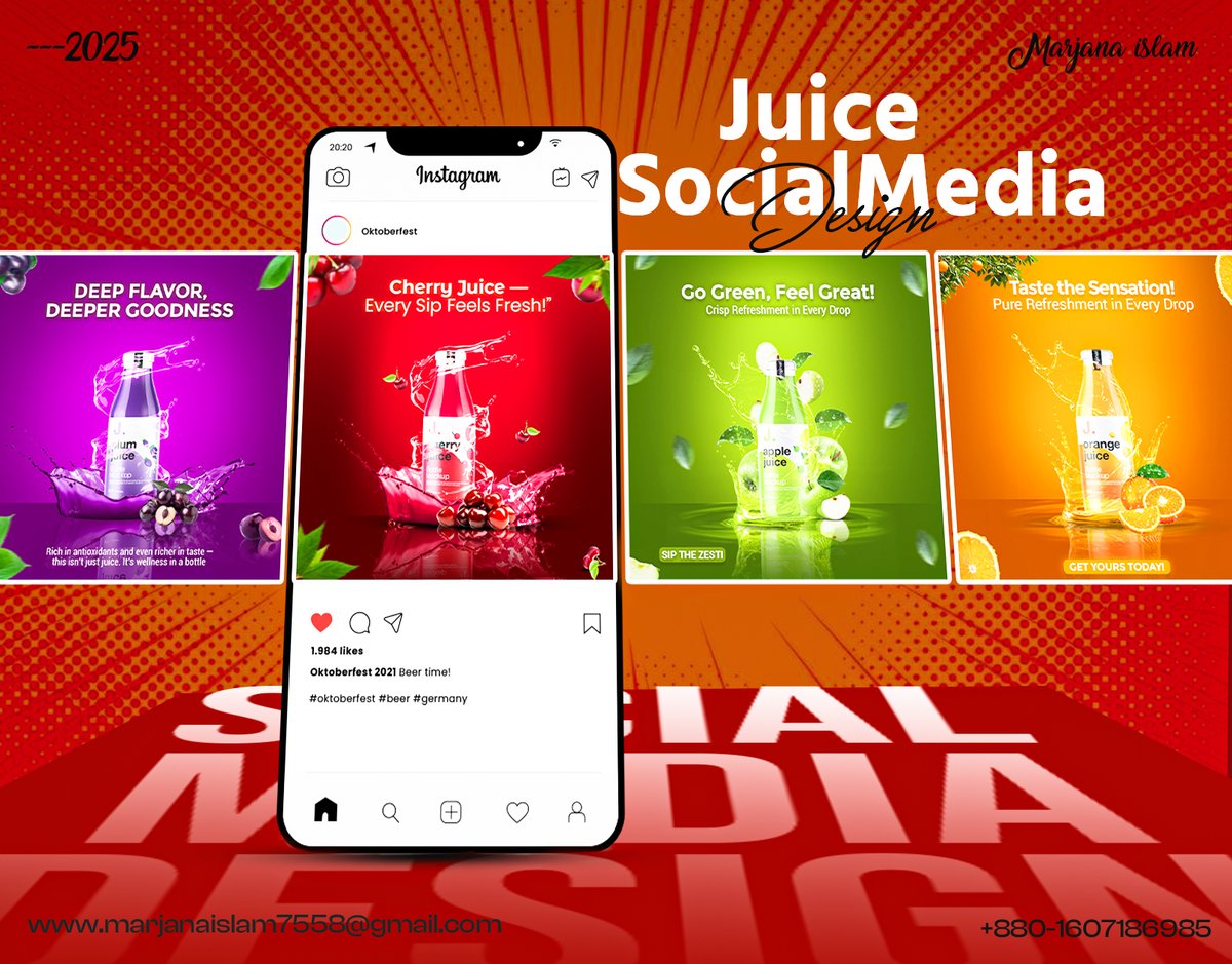 Marjana115869's tweet photo. Shared  Juice Social Media Ads Design on Behance.Clean visuals for modern beverage branding.
project link: https://t.co/rdktoCFpqV
#JuiceDesign #SocialMediaAds #BeverageBranding #GraphicDesign #JuiceAdvertising #BehanceProject #CreativeDesign https://t.co/ja7bMB7Egc