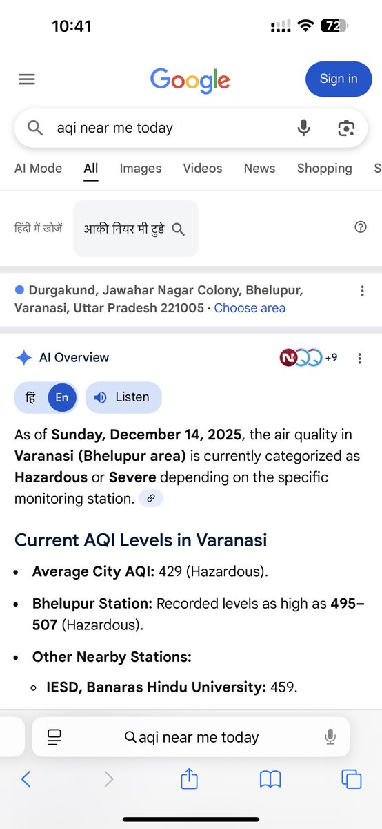 RhtgeoPandey's tweet photo. All eyes on Delhi’s AQI, but Varanasi quietly joined the race; breathing near Lanka, BHU feels like a challenge. See BHU IESD AQI at the bottom. What we will leave behind for our next generation.. Can we do anything? https://t.co/3or2eKpJVR