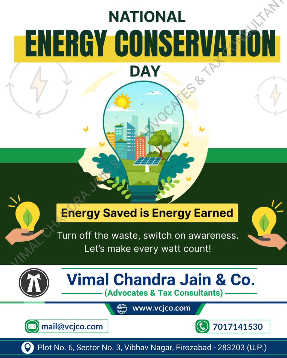 vcj_co's tweet photo. National Energy Conservation Day 🌎 💡
#NationalEnergyConservationDay #EnergyConservation #SaveEnergy #SustainableLiving #GreenFuture #EnergyAwareness #ClimateResponsibility #EcoFriendlyChoices #ConserveResources #IndiaForSustainability #mathura #vrindavan #jalesar #kotla #dholpura #bharatpur #fariha #jasrana #sirsaganj #etah #auraiya #etawah #kanpur #tundla #vcjco #firozabad #agra #shikohabad #itr #incometaxreturn