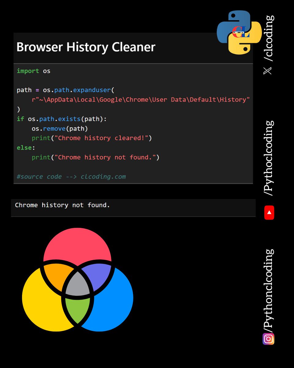 clcoding's tweet image. Browser History Cleaner