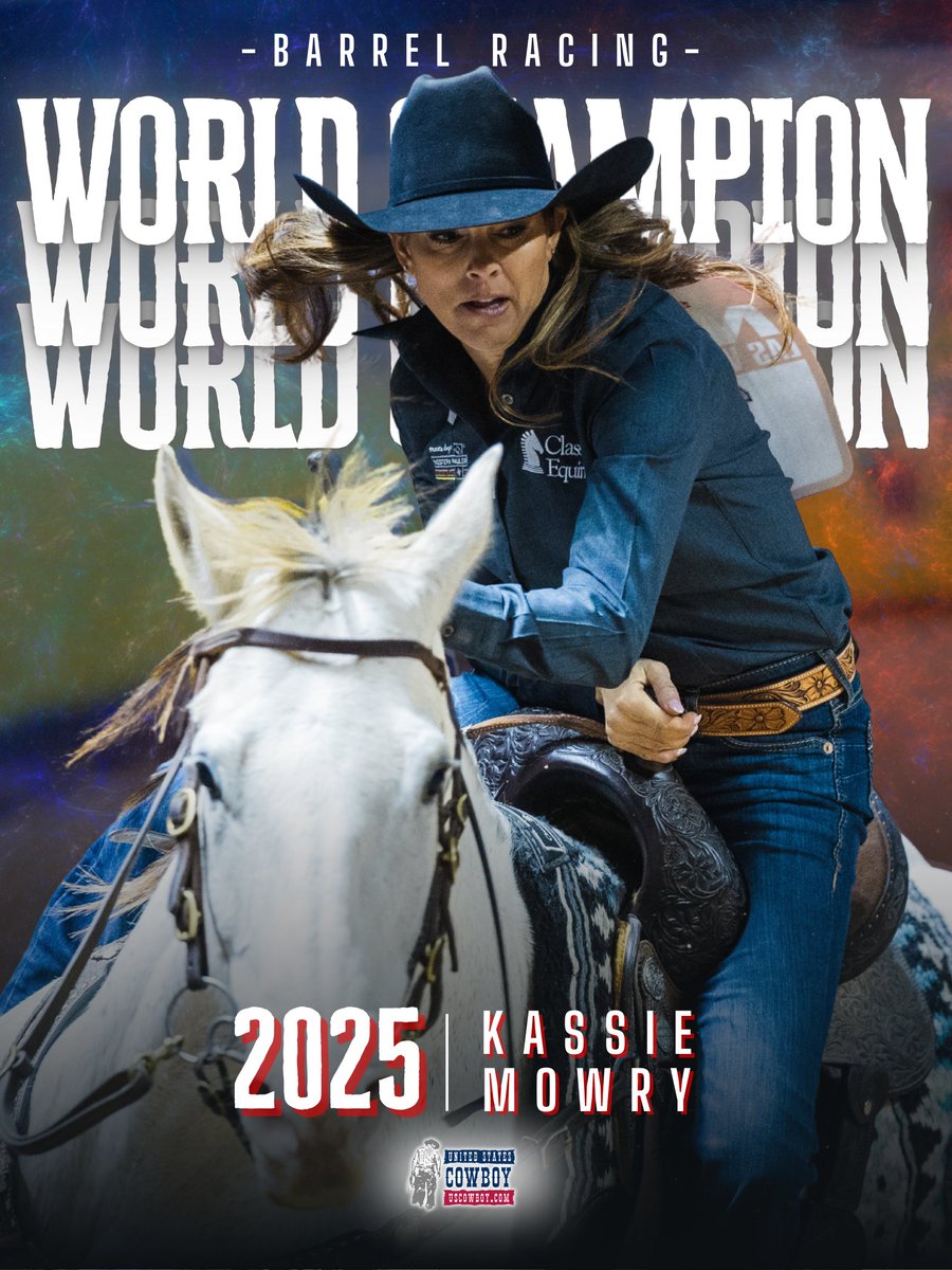 No Jarvis, no problem. Kassie Mowry is your World Champion once again the barrel racing with $403,881.

In 2024, Kassie Mowry took the NFR by storm, winning five straight rounds and outgunning Hailey Kinsel in Round 10 to win her first career Gold Buckle.

The mount she did it