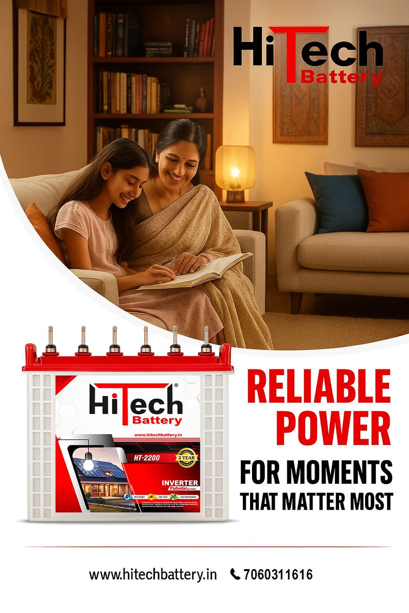 HitechBattery's tweet image. 🔋 RELIABLE POWER FOR MOMENTS THAT MATTER MOST

When every moment counts, trust HiTech Battery to keep your home bright and uninterrupted.
Built with advanced tubular technology for long life, strong backup, and peace of mind.
#HiTechBattery #ReliablePower #InverterBattery
#power