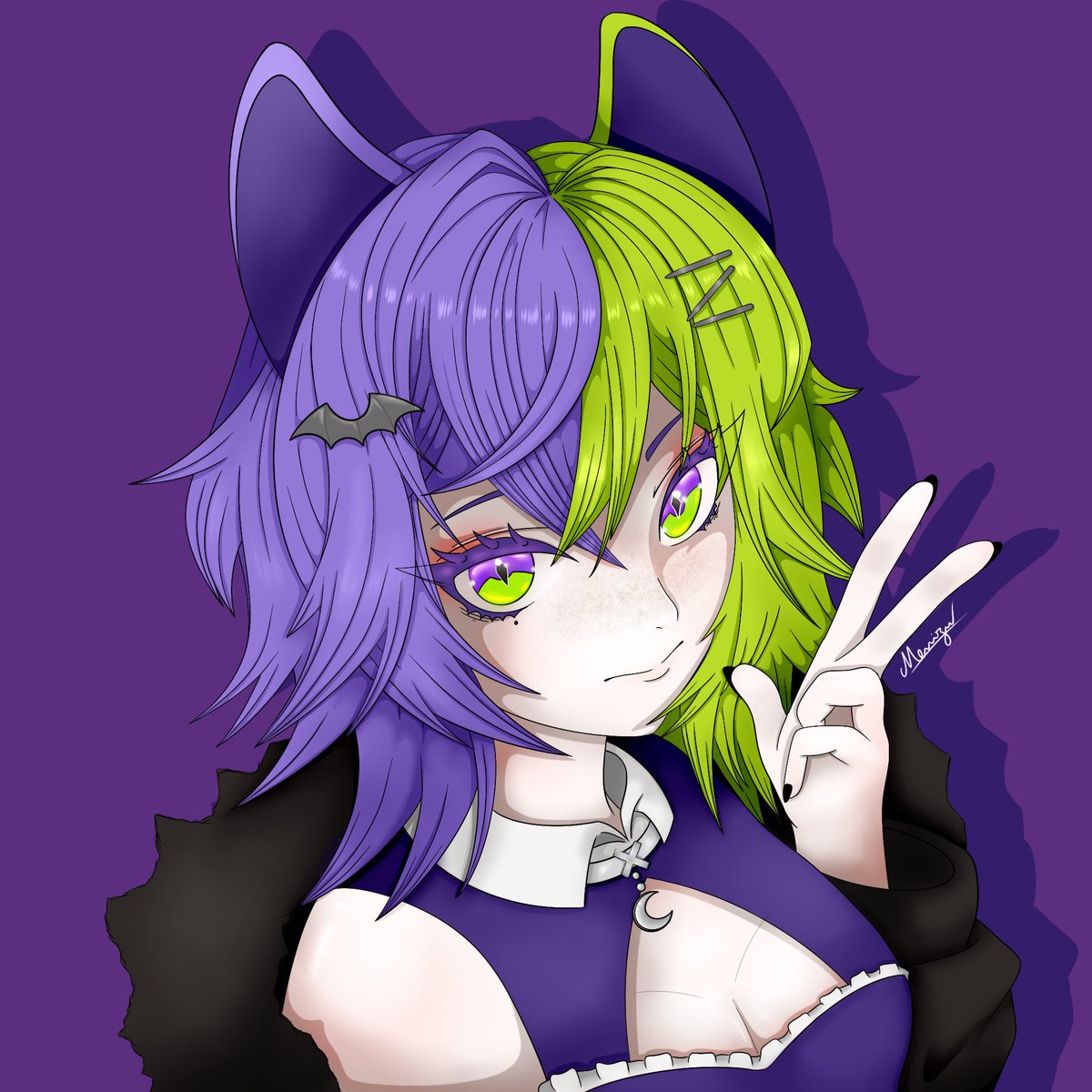 Fini ! J’en suis plutôt fière c:

Il me reste encore quelques trucs à faire mais ça avance !

Si jamais n’hésitez pas à faire un tour sur mon vgen 👀 vgen.co/MerrizuTsubaki

#vgen #Vtubers