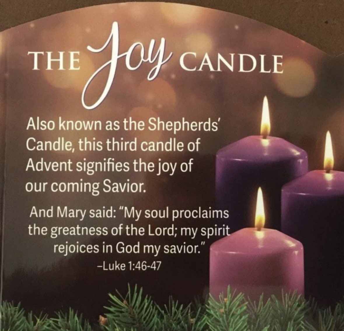 Happy 3rd Sunday of Advent… the candle of Joy. May you find happiness and joy in the little things around you and spread the joy of Christ within your homes and community. #shepherdscandle #joy