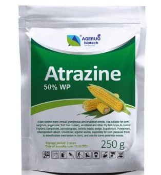 Atrazyna - herbicyd chwastobójczy, od 2005 zakazany w Polsce. 
Przedostaje się do wód gruntowych, w organizmie ludzkim powoduje zaburzenia gospodarki estrogenów i testosteronu i w konsekwencji obniżoną płodność u kobiet i mężczyzn. Równolegle zwiększa ryzyko nowotworu piersi i