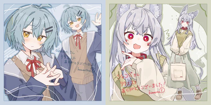 C107新刊その2 『こめりなのSkeb』 B5変形(正方形)/ 28p / フルカラー だいたい2025年のSkebイラストまとめ本です BOOTH メロンブックス #C107