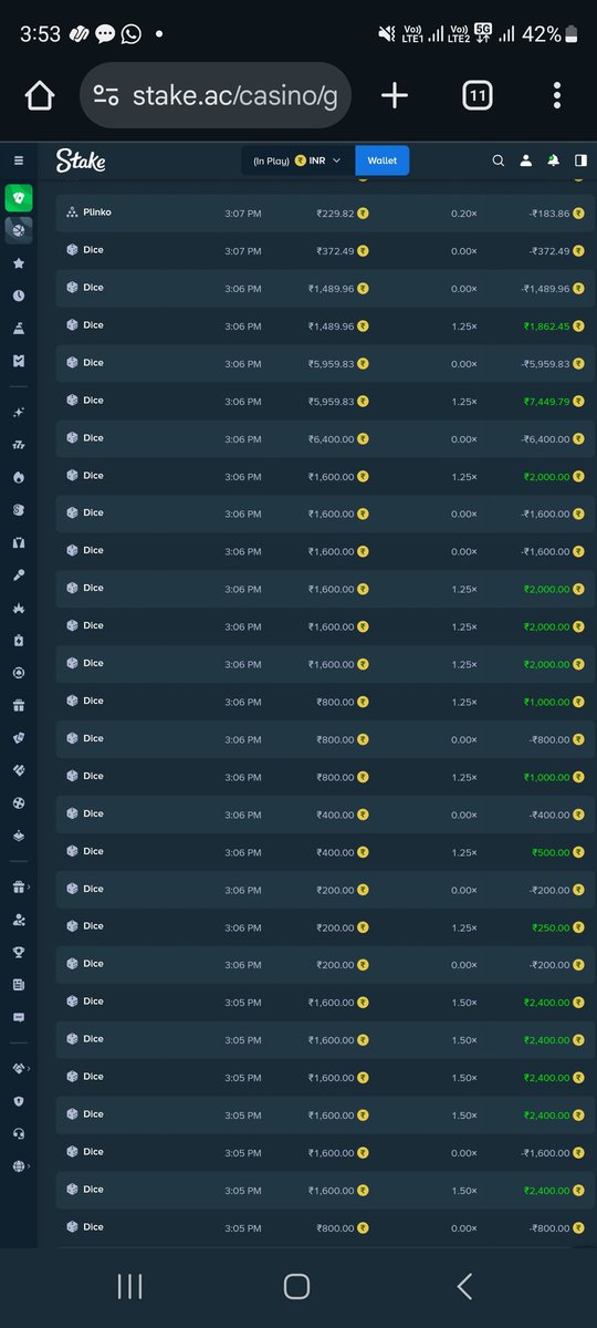 CALLMEHIMANU's tweet photo. @StakeIND I lost 14,000 again, only because INR withdrawal was not available 😢 
@Stake @realdesigambler @Adeftwastaken https://t.co/YkYVtW442r