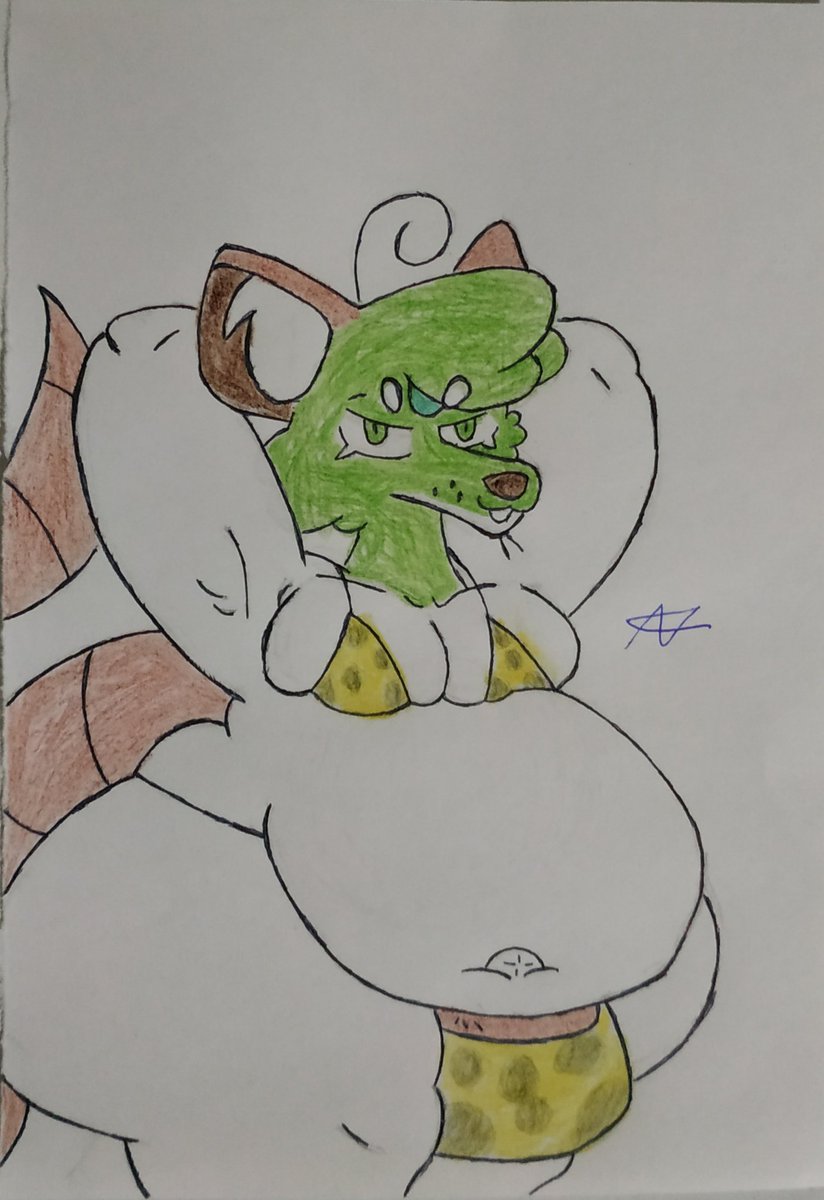 Nikos_second's tweet image. HAPPY BIRTHDAY @lime_alone2 
I made you a really special gift for you 
Fizzy the rat 🐀 
Showing his attractive body with his cheese bikini 
#fatfurries #fanart #rat