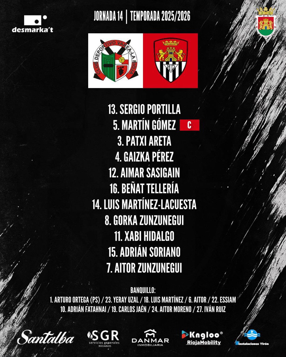 Los once elegidos por Ander Santurde para el partido de hoy en Varea.