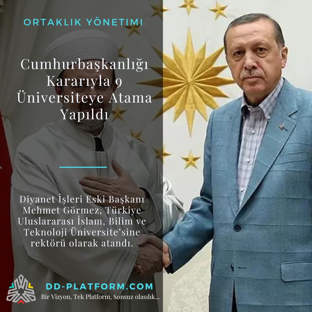 dd_platform's tweet image. Cumhurbaşkanlığı Kararıyla 9 Üniversiteye rektör ataması yapıldı
dd-platform.com/cumhurbaskanli…
#universite #rektor #cumhurbaskani #atama #RTE