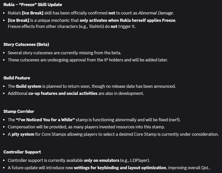 BleachSR_News's tweet photo. [Dev Vlog 1.1]

Summary of upcoming changes &amp; updates from Devlog

#BLEACH #BleachSoulResonance https://t.co/2DTMSpR423