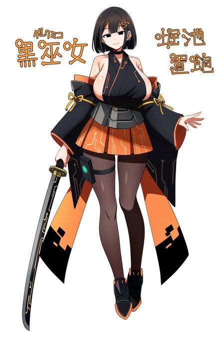 【黒巫女(ダークミコ)】
堀池置飽が自作の改造巫女デバイスを使って
変身した姿。『最戦箱』を使い状況に応じた
武器で戦う主人公とは異なり、
機械で出来た人工怪異を召喚、使役する
『機奇械怪』システムで戦う。 