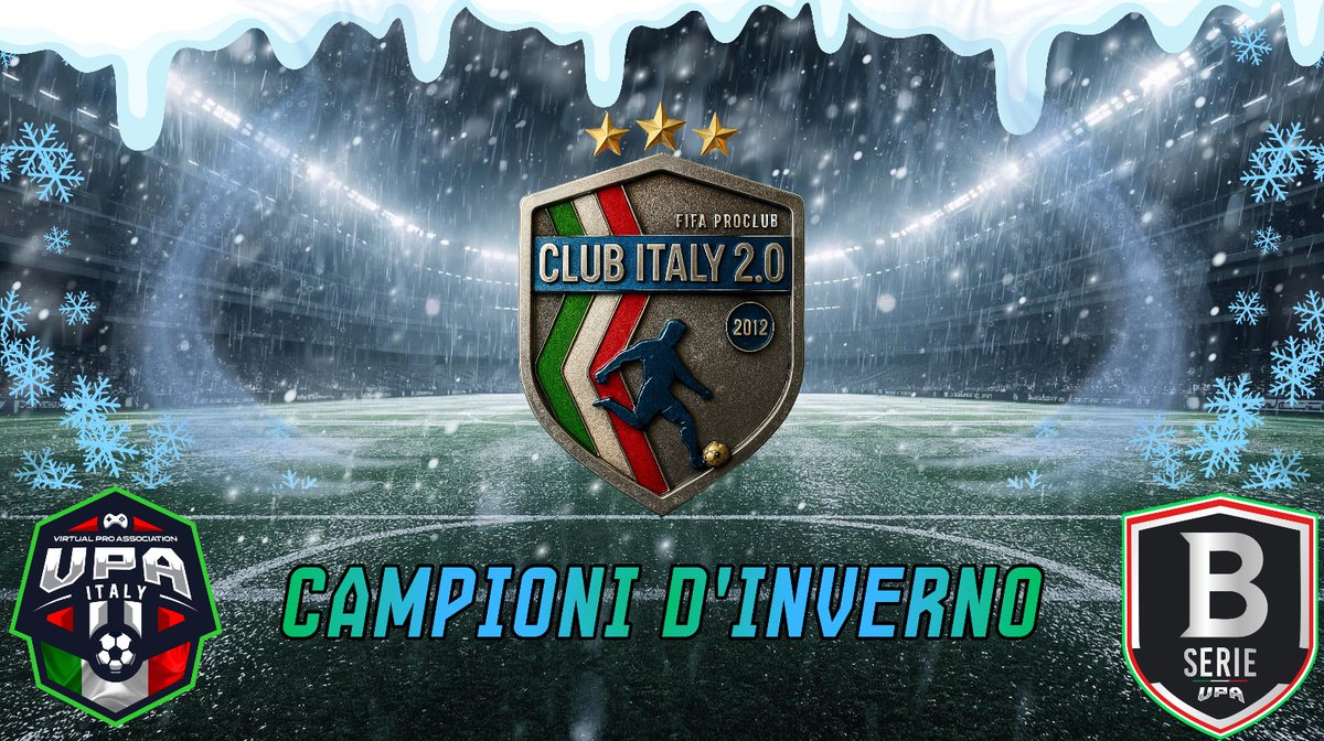 VPA_Italy's tweet photo. โ๏ธ CAMPIONI D'INVERNO! โ๏ธ
Il CLUB ITALY 2.0 si aggiudica il titolo di Campione d'Inverno per la Serie B di VPA Italia! ๐ฎ๐น Un risultato meritato! ๐๐๐
โTutti i dettagli qui: https://t.co/WHgazYAsvD
โ#VPAItalia #ClubItaly20 #SerieB #CampioniDInverno #FIFAProClub https://t.co/qoaFjDfwV0