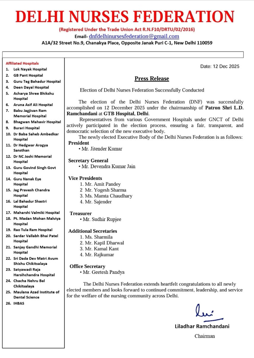 Congratulations to everyone. We hope to work together with unity and dedication to strengthen the nursing community. This new team will work transparently and honestly to address the needs and well-being of nurses across all institutions.