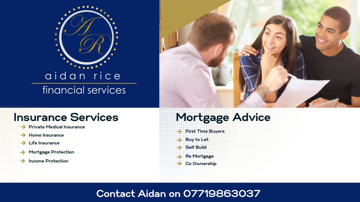 For any advice on Mortgages or Insurance contact Aidan for confidential advice on 07719863037.