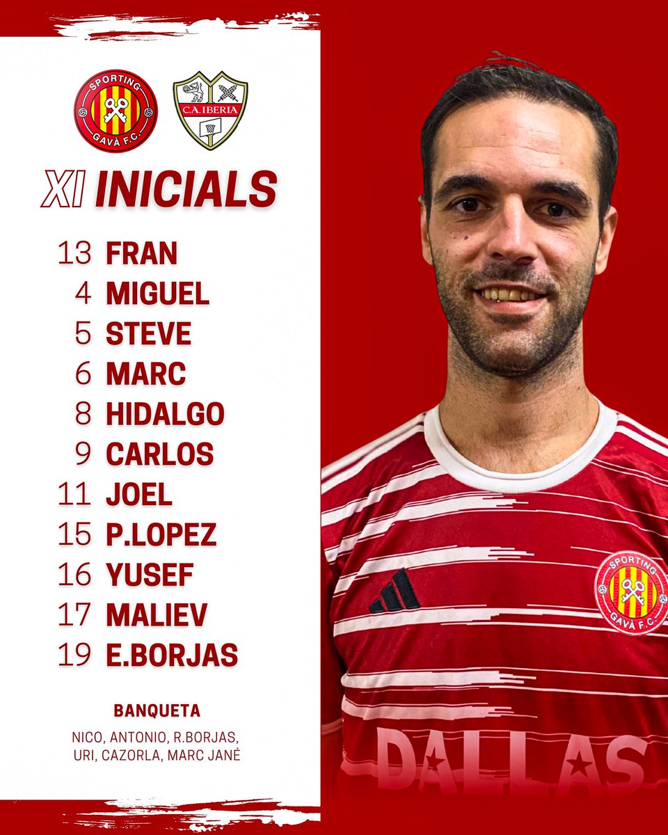 🔴⚪ 11 INICIALS

Tot a punt per a l’inici del partit! 🙌⚽
Aquests són els 11 titulars del Primer Equip per al duel d’avui davant el C.A. Iberia.

🕛 12:15 h
📍 Can Tintorer
⏱️ En 20 minuts comença el partit!

🔴⚪ Som-hi, Sporting!