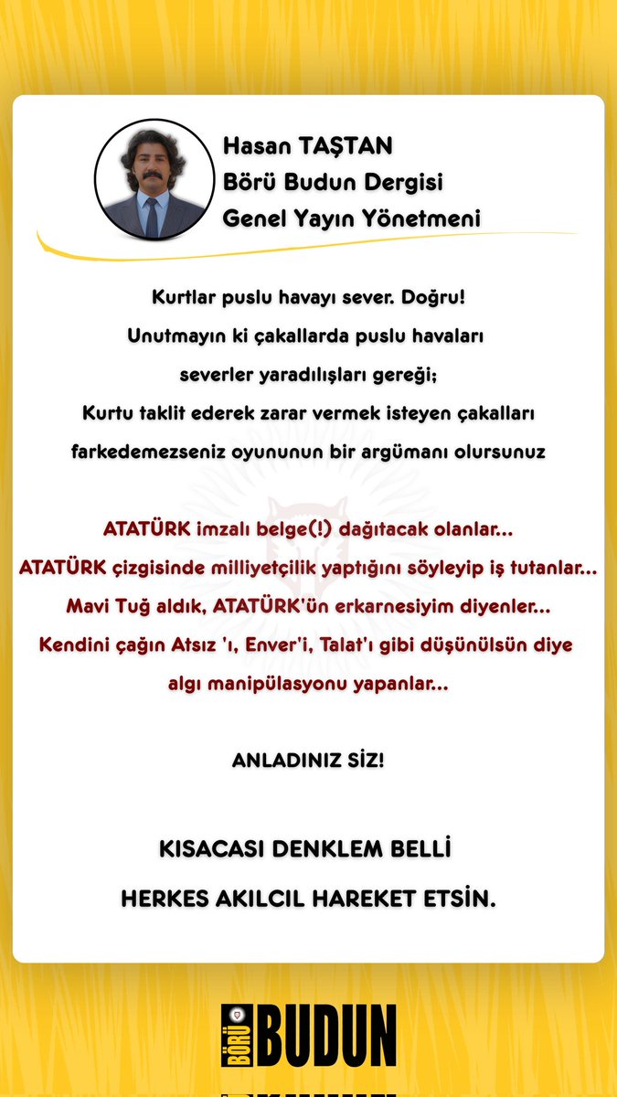 KISACASI DENKLEM BELLİ 
HERKES AKILCIL HAREKET ETSİN.

<a href="/tastanhasan/">Hasan TAŞTAN</a>