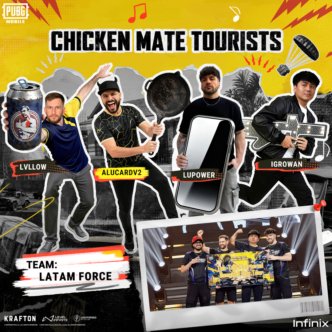 The 2025 PUBG MOBILE SUPERSTARS UNITED has successfully concluded!! Congratulations to the teams!
Chicken Dinner Victory Squad: Team Infinix
Fan Favorite Award: BOB
Super Chicken Squad: Africa
Chicken Mate Tourists: LATAM FORCE
Helpful Chicken Mate Squad: Western Europe

Download