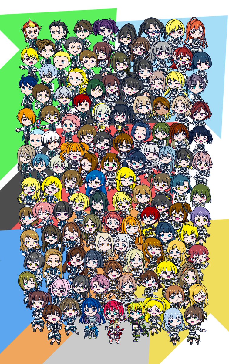 gran_bow's tweet photo. 今回の名刺、俺史上一番時間かけて描いたのに90枚以上余ったの悔しすぎるから見て
MOIW2025出演キャラの集合絵です😤
全キャラ全身を線画から色から全てレイヤーに分けて描いてるので要望あれば特定のキャラだけお見せすることもできます https://t.co/UAaGVnVnWC