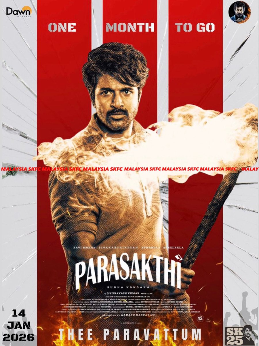MalaysiaSKFC_'s tweet photo. A month before the screen starts breathing fire. 🎬🔥

#ParasakthiFromPongal #ParasakthiFromJan14 

#SK #SK25 #Sivakarthikeyan https://t.co/QXC2YhNFxK