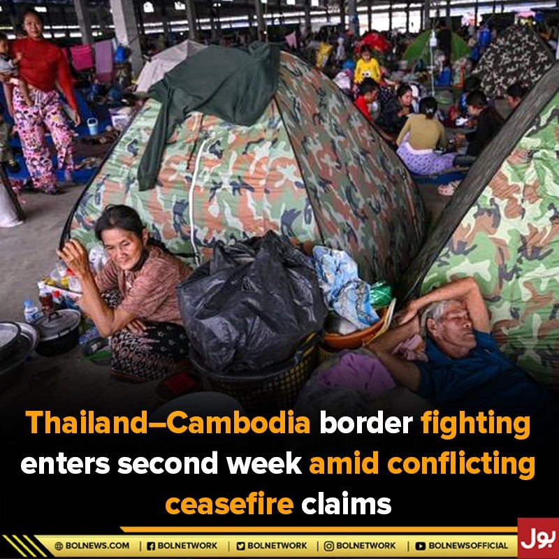 BOLNETWORK's tweet photo. Thailand–Cambodia border fighting enters second week amid conflicting ceasefire claims https://t.co/cd5e5ctyJf
#BorderFighting https://t.co/xQt9AD6CKN