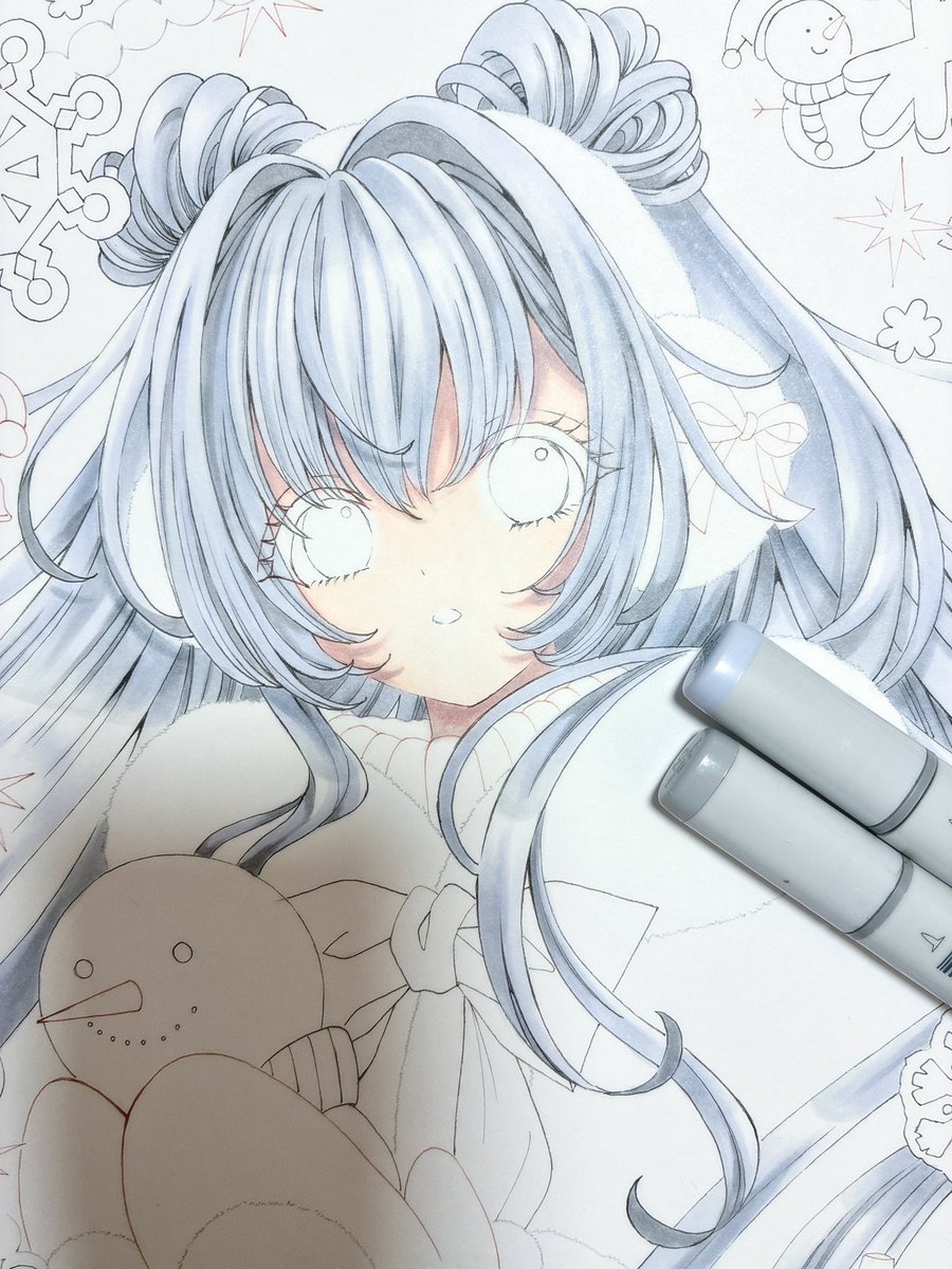 次は大色紙製作中😊 今年はこれで最後かな⁇? #手描きイラスト #色紙