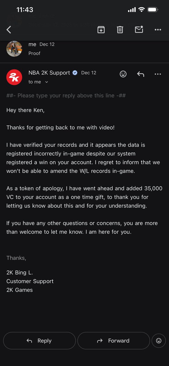 KenjanJ's tweet photo. @Curr Was up 43 and opp quit in the 3rd 
This is all they are giving me for the same problem you got https://t.co/wcmLRZZLU6