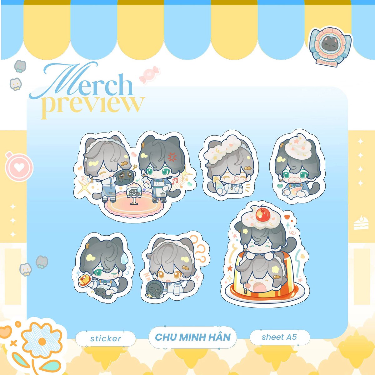 dtenl99's tweet photo. ◤𝙈𝙚𝙧𝙘𝙝 𝙋𝙧𝙚𝙫𝙞𝙚𝙬◢
A fresh batch of stickers has just arrived at PURR&amp;POUR!
With every pastry order, you’ll receive one adorable sticker sheet featuring the two shop owners being their usual flirty, chaotic selves!
Artist: @Huskymeowmeow77 
#DanCaeitabooth #Dancae https://t.co/qzw7fpxORJ