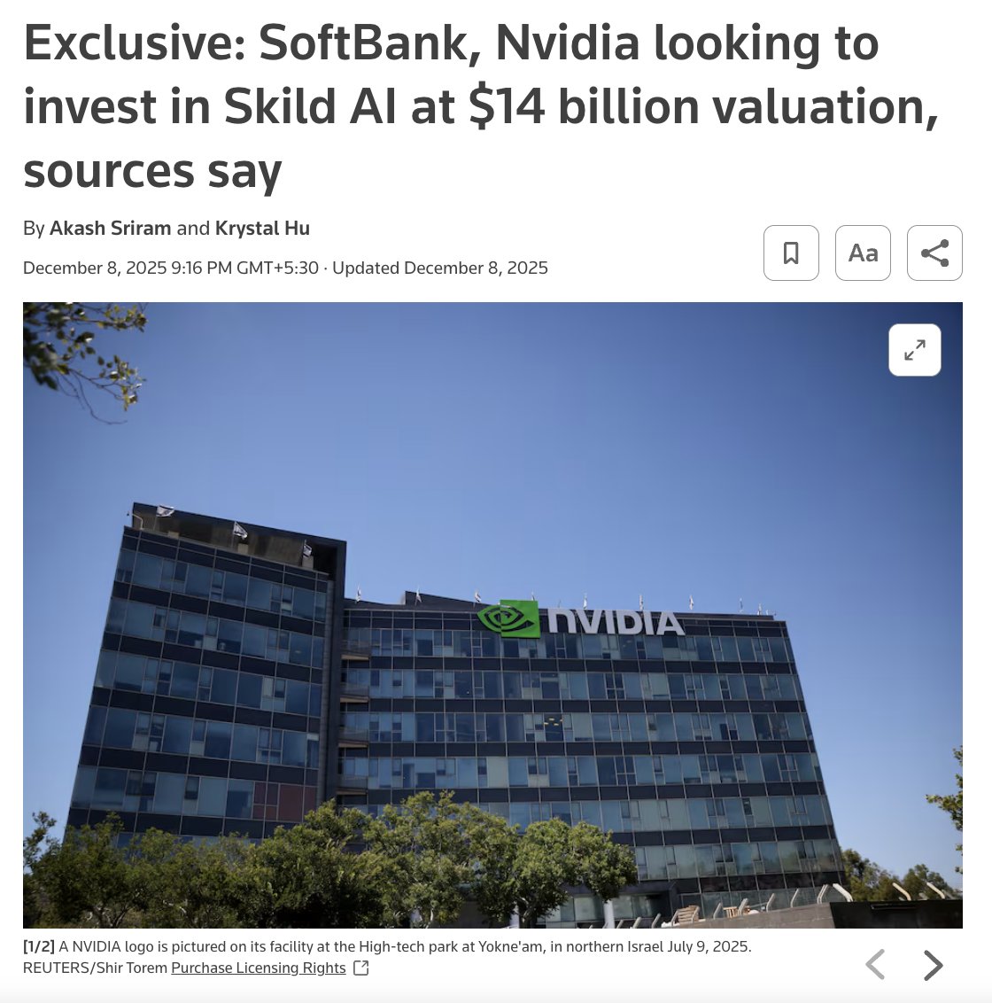 Foundation models for robotics will commoditize faster than language models did.

The $14B Skild AI valuation assumes moats that don't exist.

When SoftBank and Nvidia both need to invest, it signals neither believes they can build it alone and if they can't, dozens of others