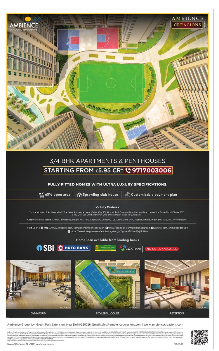 Don't miss today's Nav Bharat Times! 

Turn to page one to see Ambience Creacions enter the final stretch for ready to move-in, spacious &amp; amenities rich residences.

#TheFinalStretch #NavBharatTimes #ReadToday #ExclusiveOpportunity #MustRead #AmbienceCreacions #AmbienceGroup