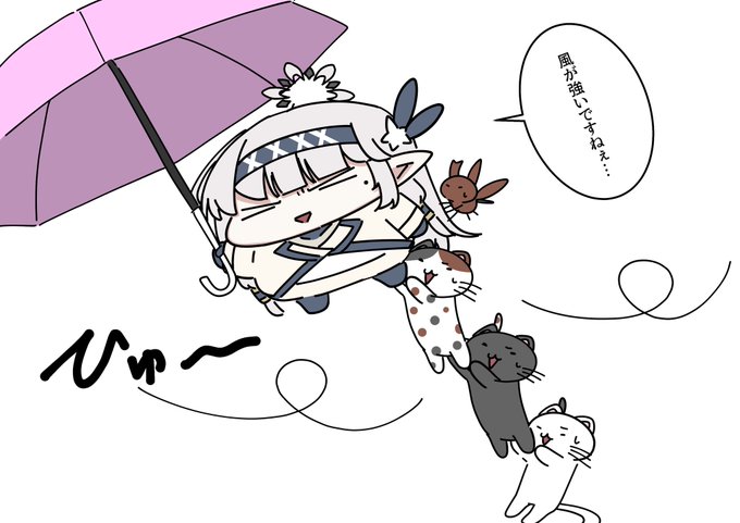 (-᷅ ∨ -᷄. )「強風注意ですねぇ…」 