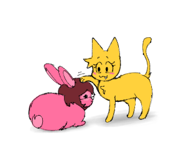 the bunny is friends with the cat <a href="/shelley_zedkat/">Shelley Zedkat</a>