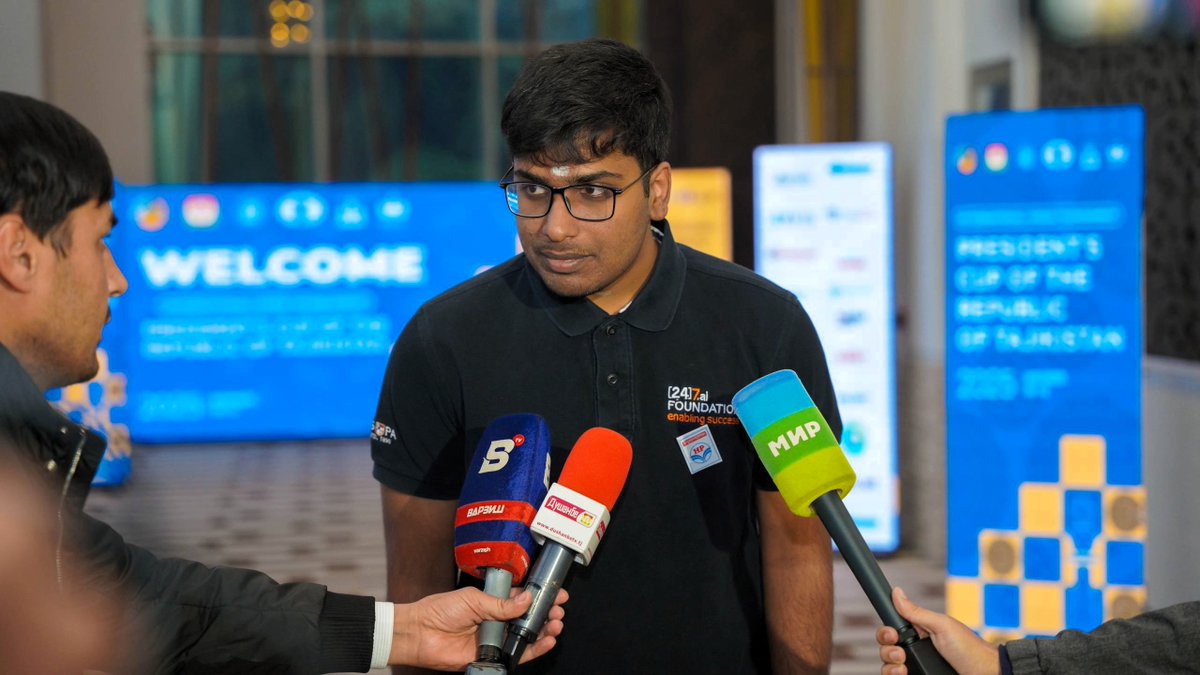 ChessbaseIndia's tweet photo. Pranav Anand convincingly clinches President’s Cup of the Republic of Tajikistan 2025

Top 3
🥇@GMPranavAnand🇮🇳 7/9
🥈GM Sergey Drygalov 6.5/9
🥉GM Nikita Afanasiev 6.5/9

📷Tajikistan Chess Federation

#Chess #ChessBaseIndia #Dushanbe #Tajikistan #India